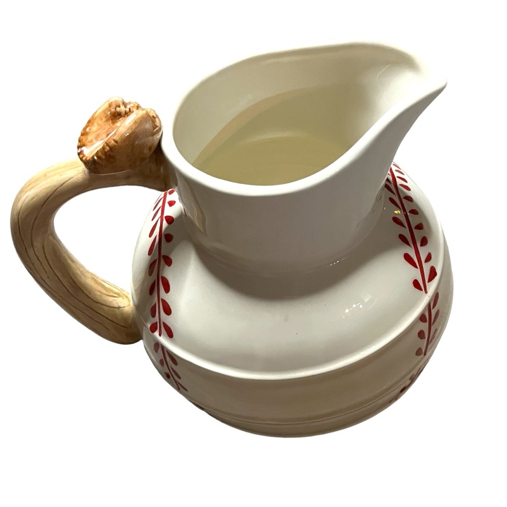 Home Etc Pitcher Baseball Shaped Bat & Mitt Handmade/Painted 2 Quarts 8” Tall
